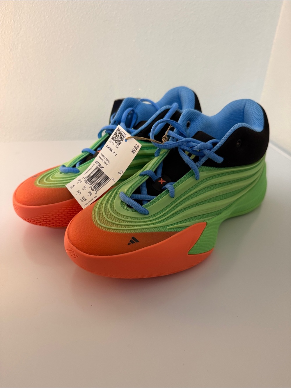 Adidas Dame XJ Big Kid’s Basketball Shoes Lime Burst/Coral Size 6